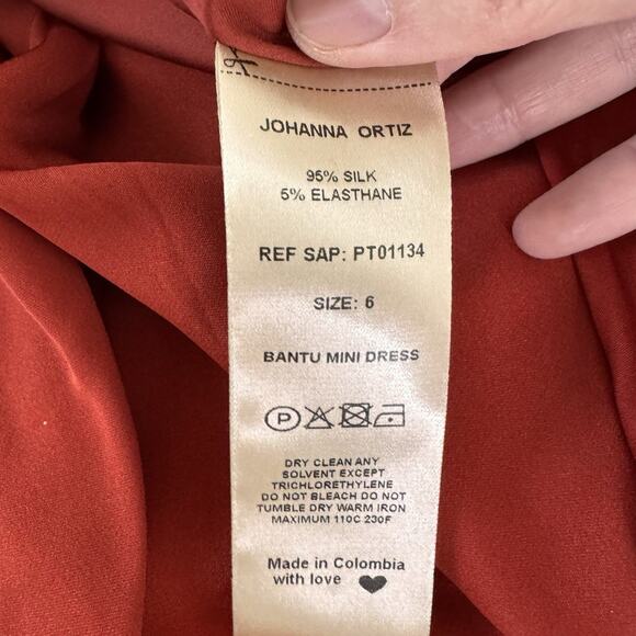 Johanna Ortiz Silk Bantu Mini Dress 6 NWT Terra Cotta Draped Cocktail Party - Picture 12 of 12